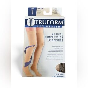 Truform 20-30 mmHg Compression Stockings for Men and Women, Beige, Large